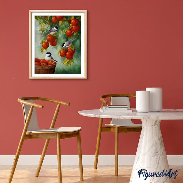 paint by numbers | Birds On Red Apples | advanced animals birds | FiguredArt