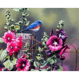 paint by numbers | Bird and Pink Flowers | flowers intermediate | FiguredArt