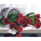 paint by numbers | Basket of Romantic Tulips | easy flowers | FiguredArt