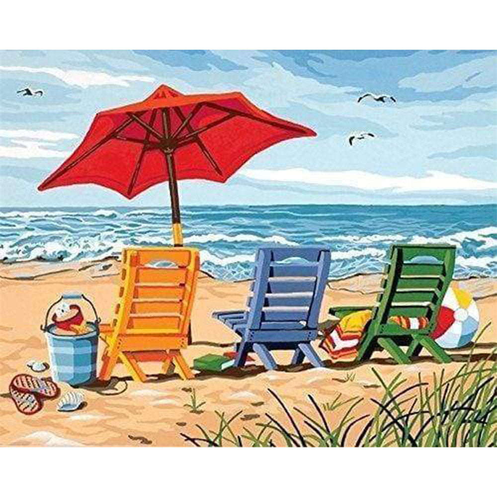 paint by numbers | Beach Chairs | easy landscapes | FiguredArt