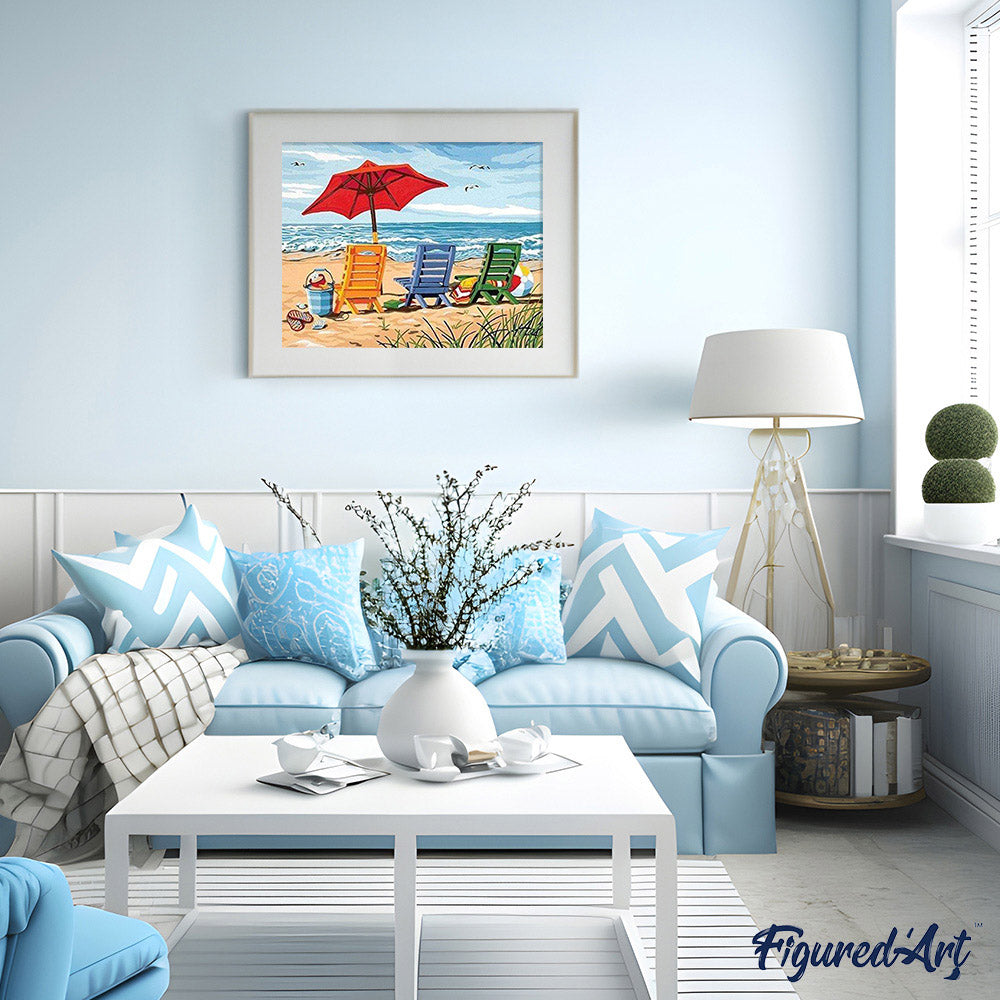 paint by numbers | Beach Chairs | easy landscapes | FiguredArt