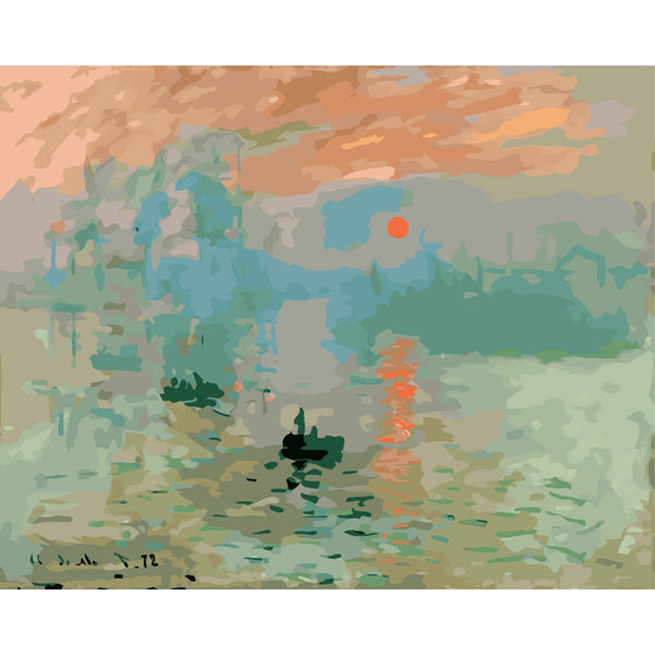 paint by numbers | Monet Sunrise | easy famous paintings landscapes monet ships and boats | FiguredArt