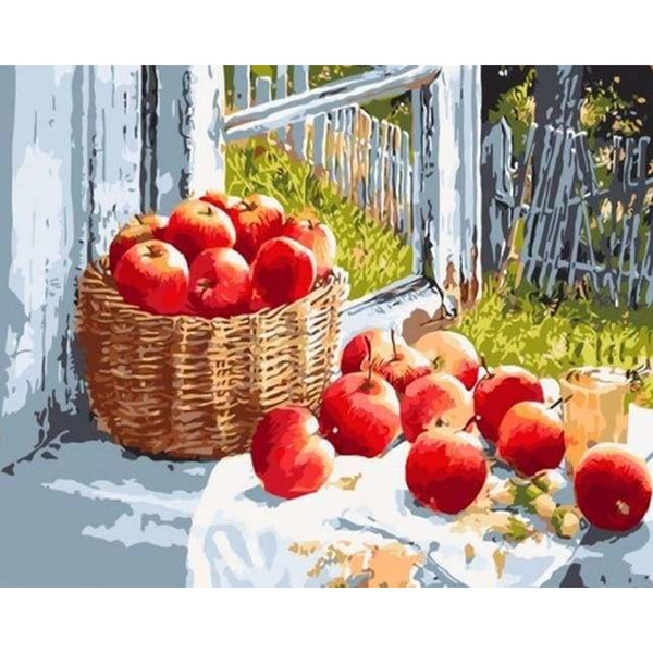 paint by numbers | Basket of Red Apples | intermediate kitchen | FiguredArt