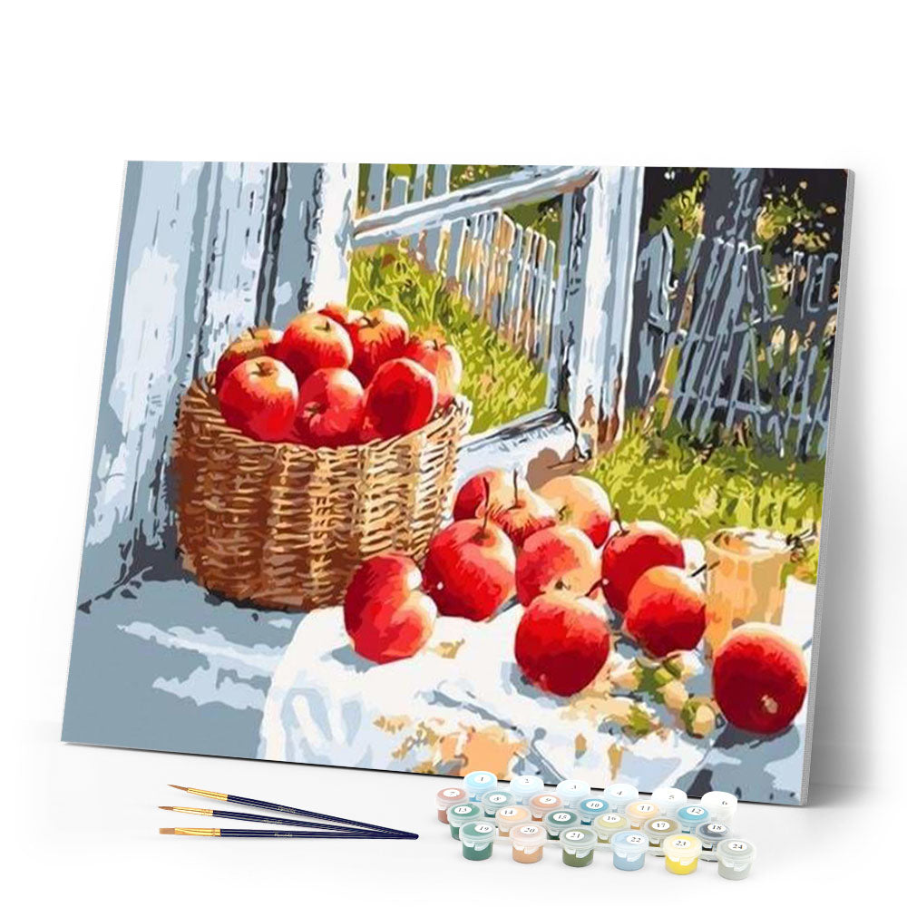 paint by numbers | Basket of Red Apples | intermediate kitchen | FiguredArt