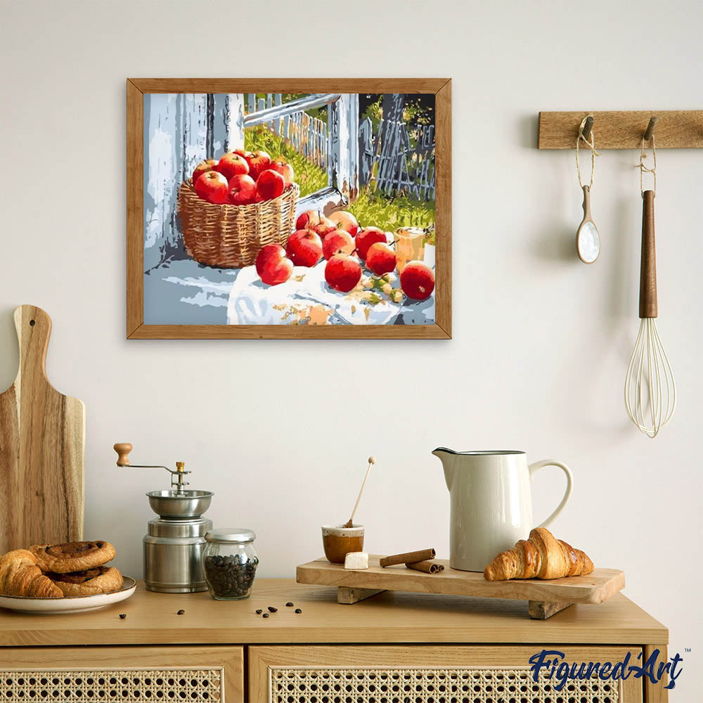 paint by numbers | Basket of Red Apples | intermediate kitchen | FiguredArt