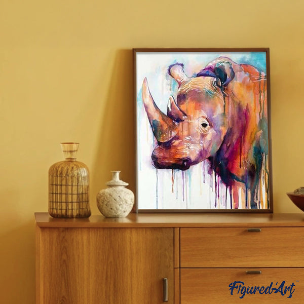 paint by numbers | Abstract Rhino | advanced animals rhinos | FiguredArt