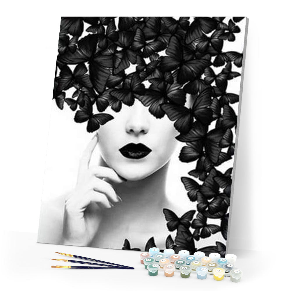 paint by numbers | Butterfly Beauty | animals butterflies intermediate portrait | FiguredArt