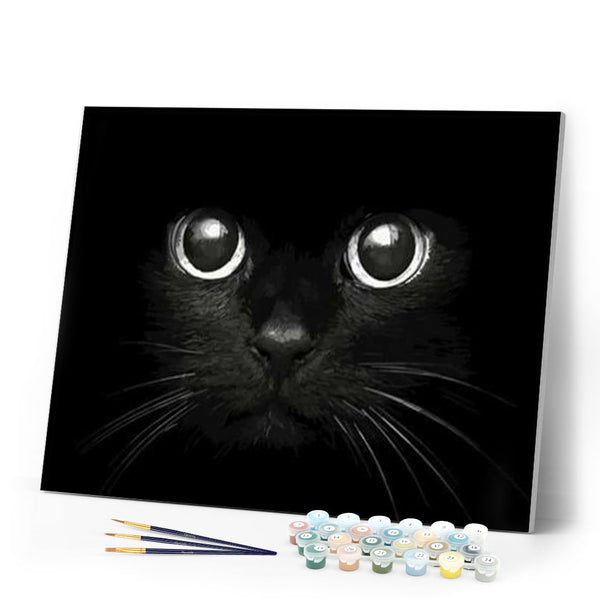 paint by numbers | Black Cat Head | animals cats intermediate | FiguredArt