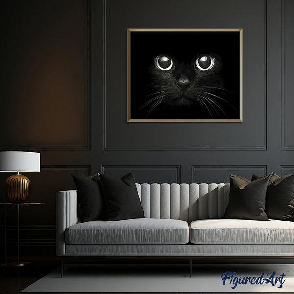 paint by numbers | Black Cat Head | animals cats intermediate | FiguredArt