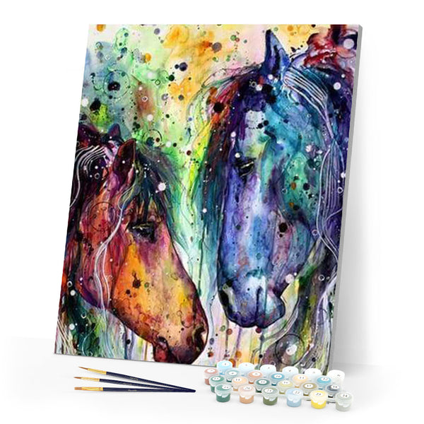 paint by numbers | Two horses Colors | advanced animals horses Pop Art | FiguredArt