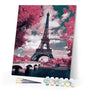 paint by numbers | Eiffel Tower in Spring Pink Colors | cities intermediate | FiguredArt