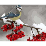 paint by numbers | Bird and Red Fruits | animals easy flowers | FiguredArt