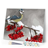 paint by numbers | Bird and Red Fruits | animals easy flowers | FiguredArt