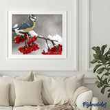 paint by numbers | Bird and Red Fruits | animals easy flowers | FiguredArt