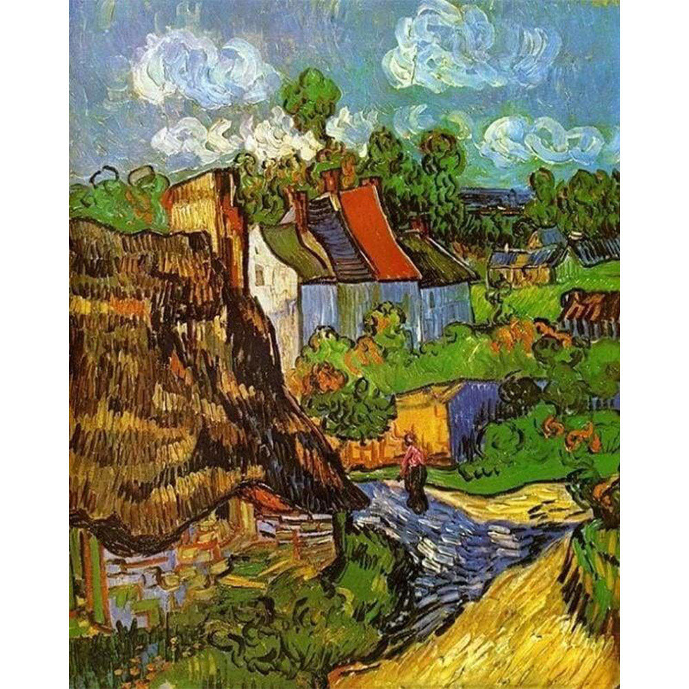 paint by numbers | Van Gogh Houses in Auvers | advanced famous paintings landscapes van gogh | FiguredArt