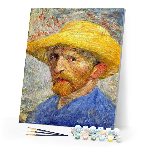 paint by numbers | Van Gogh Self-Portrait with Straw Hat | advanced famous paintings van gogh | FiguredArt