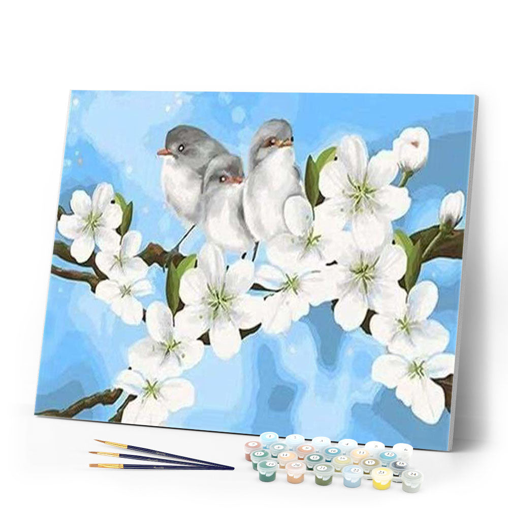 paint by numbers | Birds and White Magnolia | animals beginners birds easy flowers | FiguredArt