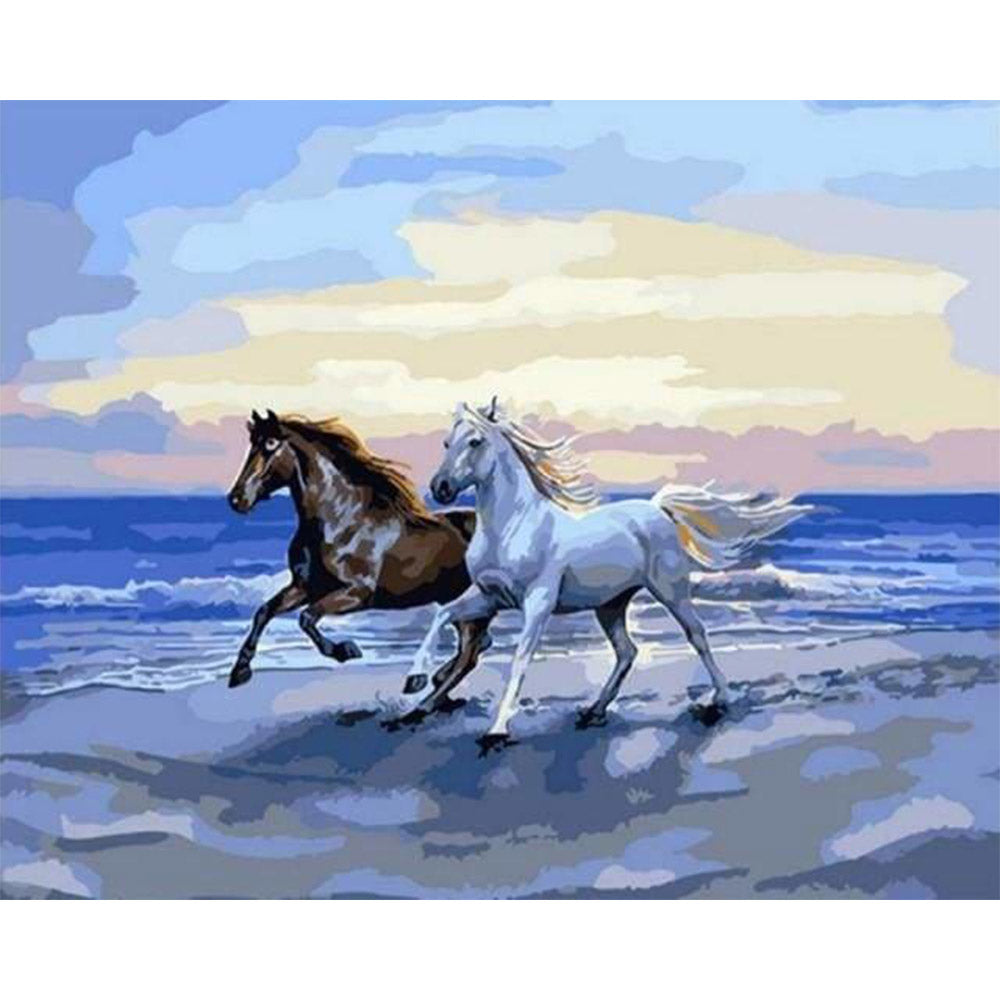 paint by numbers | Horses on the beach | animals easy horses | FiguredArt