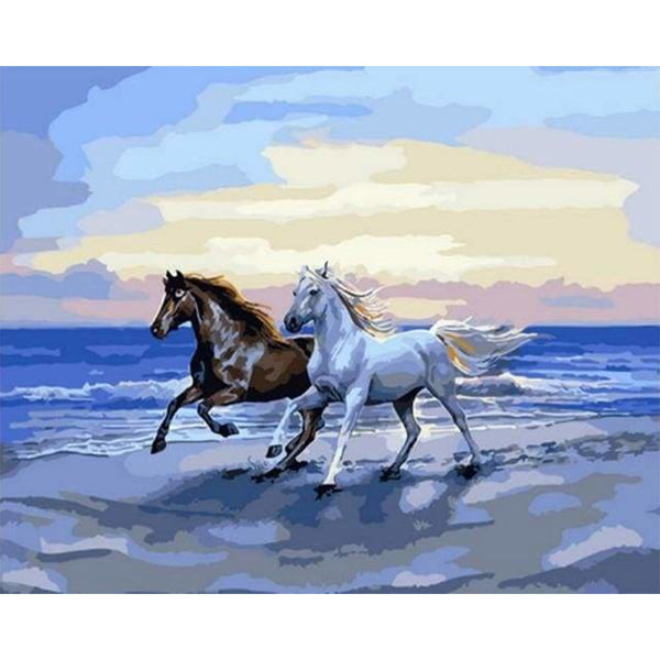 paint by numbers | Horses on the beach | animals easy horses | FiguredArt
