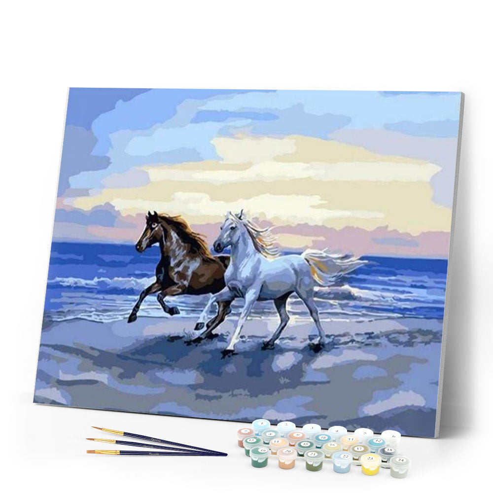 paint by numbers | Horses on the beach | animals easy horses | FiguredArt