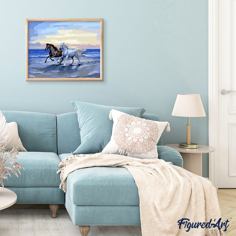 paint by numbers | Horses on the beach | animals easy horses | FiguredArt