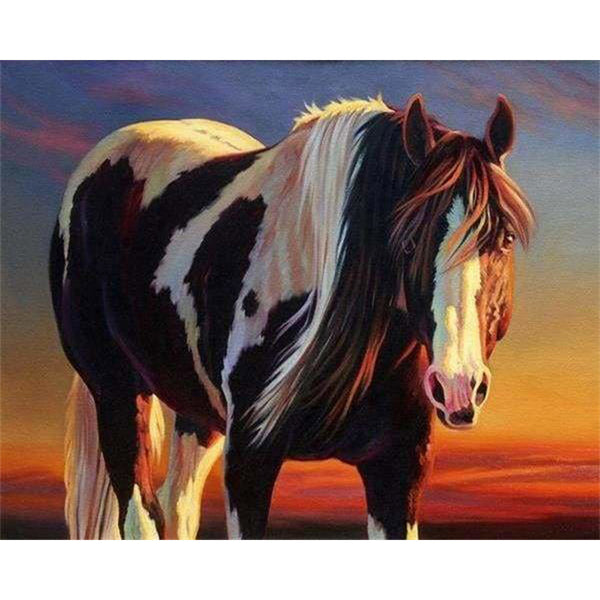 paint by numbers | Horse Black And White | advanced animals horses | FiguredArt
