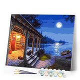 paint by numbers | Cabin and Moonlight View | intermediate landscapes | FiguredArt