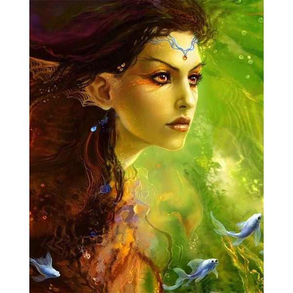 paint by numbers | Beauty Woman and Fishes | advanced animals fish portrait | FiguredArt