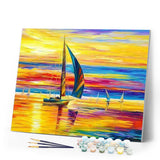 paint by numbers | Sunset Seaview | advanced landscapes ships and boats | FiguredArt