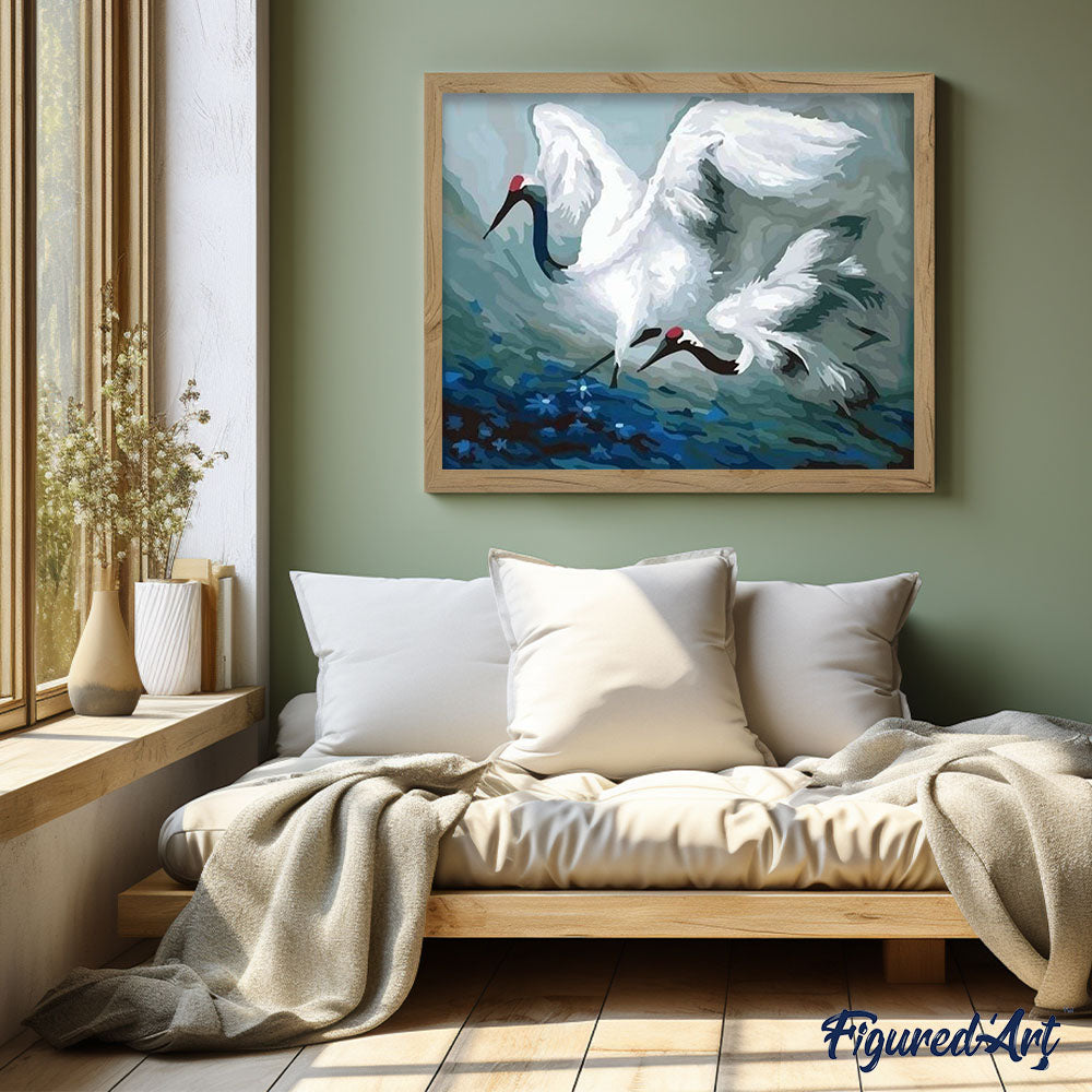 paint by numbers | Beautiful Cranes | animals birds cranes easy | FiguredArt