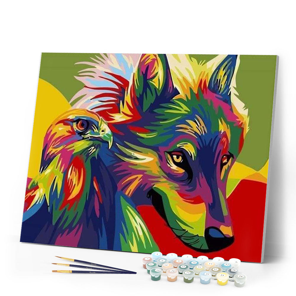 Paint by numbers - Wolf and Eagle Pop Art – Figured'Art