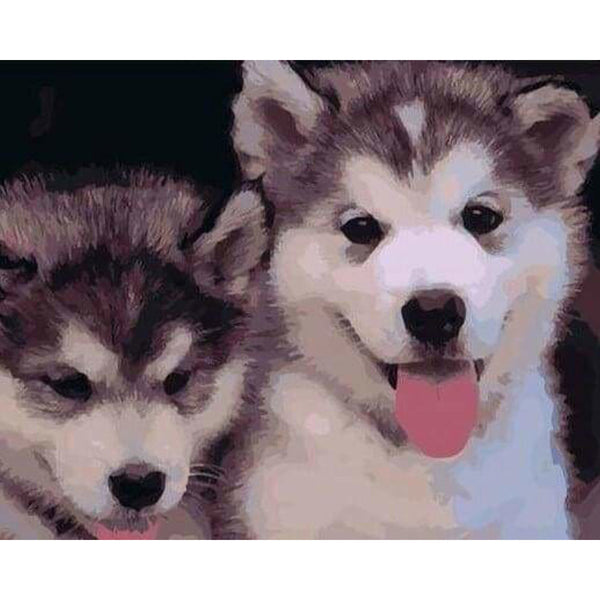 paint by numbers | Two Puppies | animals dogs intermediate | FiguredArt