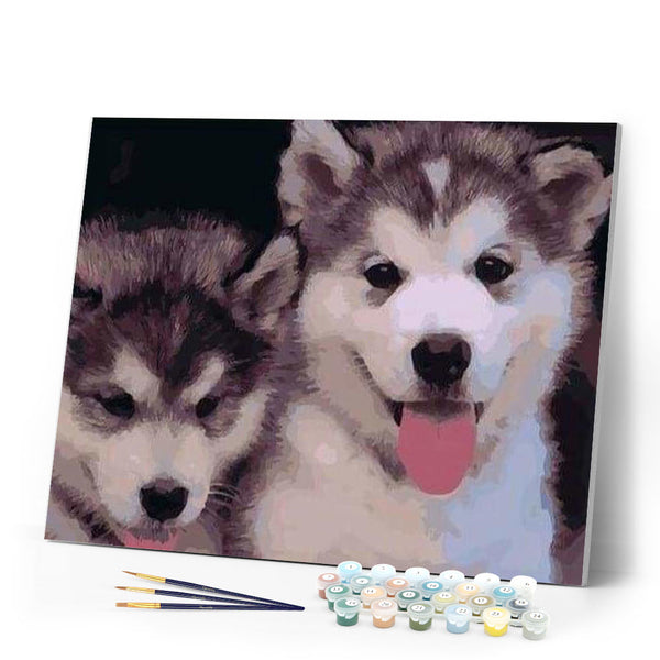 paint by numbers | Two Puppies | animals dogs intermediate | FiguredArt