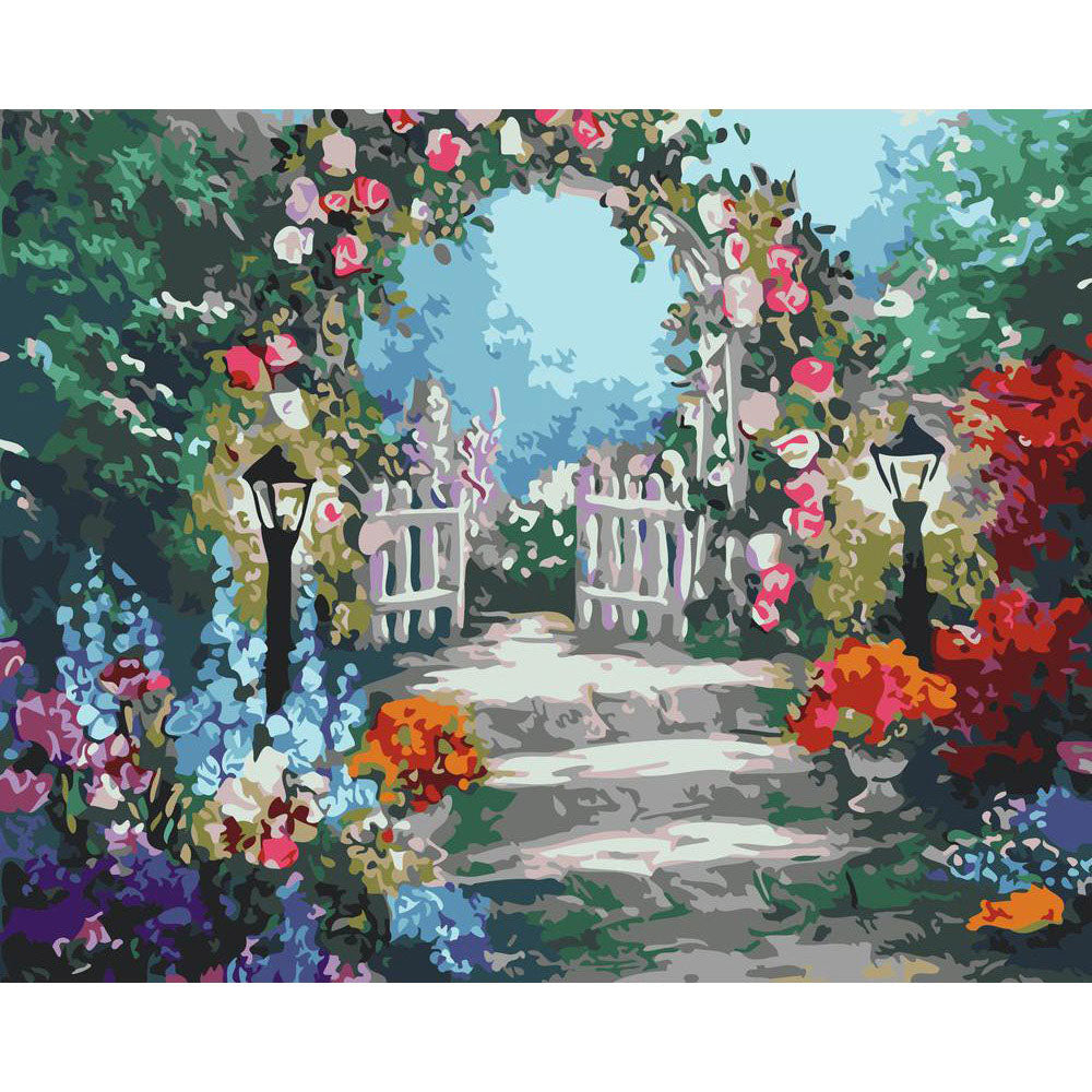 Paint by numbers | Alley of a flowery garden | advanced flowers new arrivals landscapes | Figured'Art