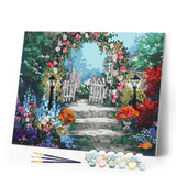 Paint by numbers | Alley of a flowery garden | advanced flowers new arrivals landscapes | Figured'Art