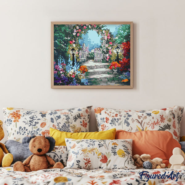 Paint by numbers | Alley of a flowery garden | advanced flowers new arrivals landscapes | Figured'Art