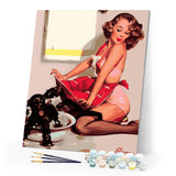 Paint by numbers | Pin-up and her dog | easy women new arrivals pin-up | Figured'Art
