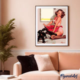 Paint by numbers | Pin-up and her dog | easy women new arrivals pin-up | Figured'Art