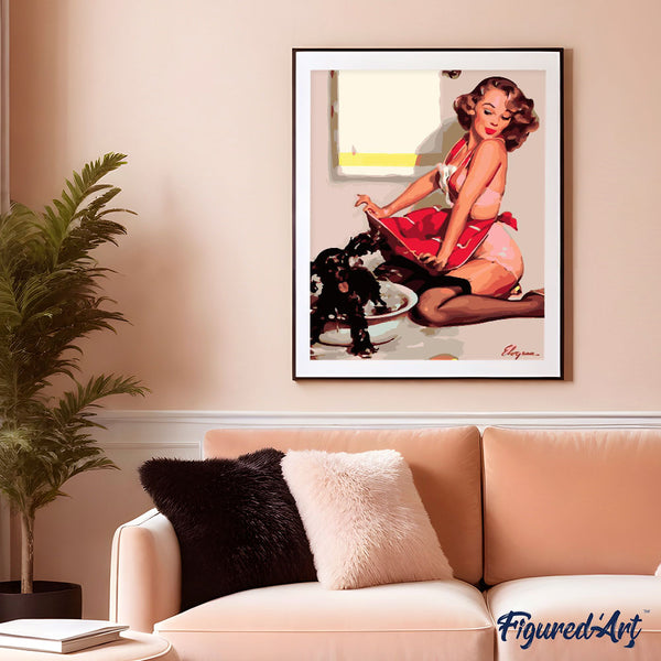 Paint by numbers | Pin-up and her dog | easy women new arrivals pin-up | Figured'Art
