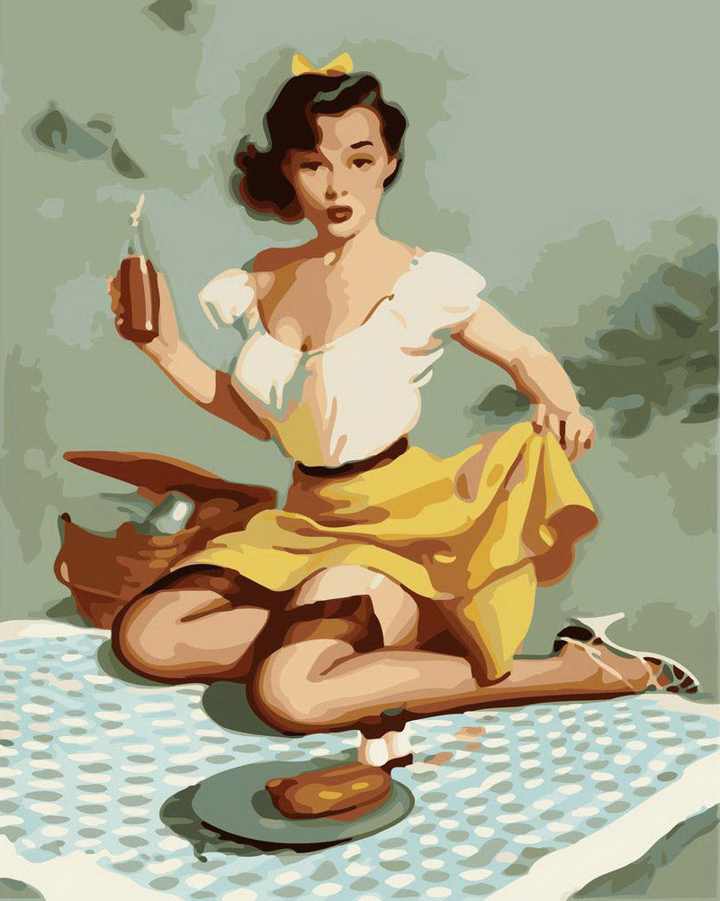 Paint by Numbers - Vintage Pin-up with Picnic – Figured'Art