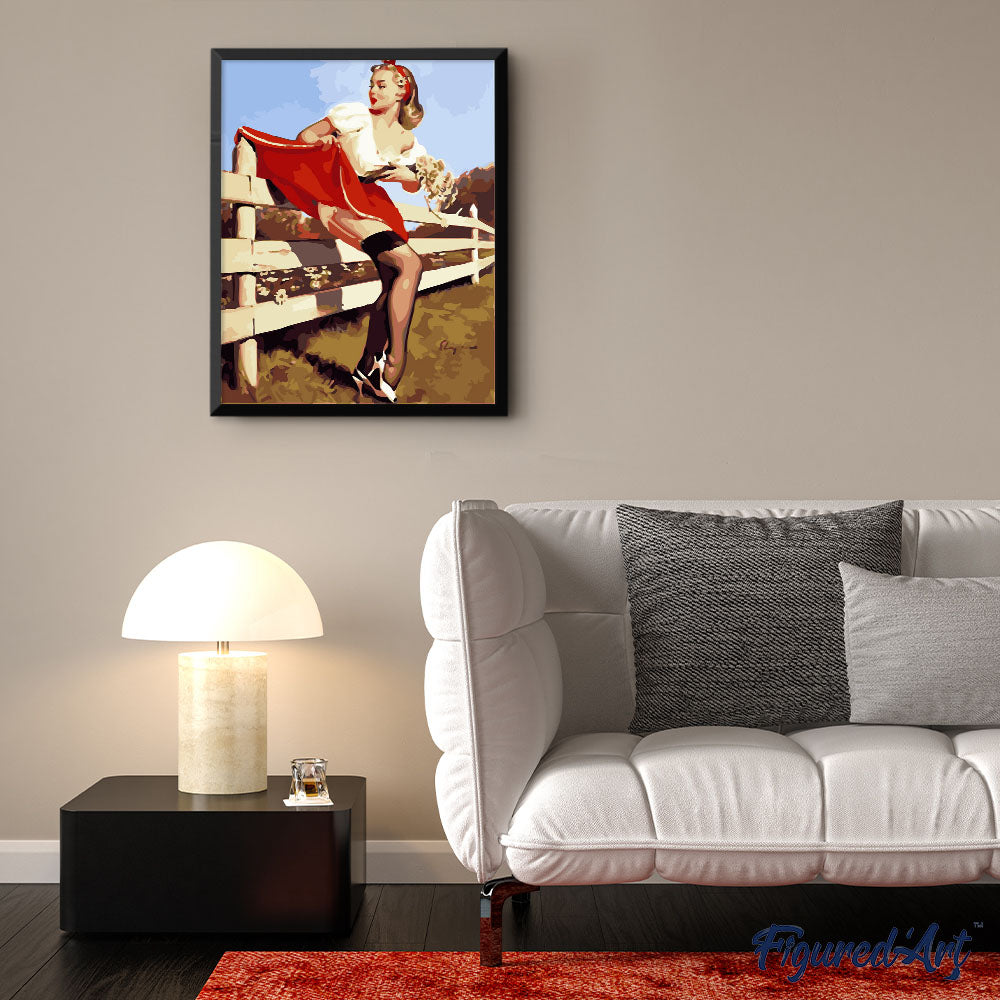 Vintage Pin-up with Fence