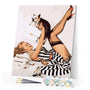 Paint by numbers | Pin-up wearing a dress and dog | animals dogs easy women new arrivals pin-up | Figured'Art