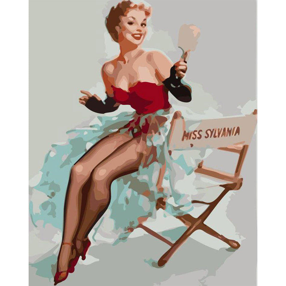 Paint by numbers | Pin-up Miss Sylvania | easy women new arrivals pin-up | Figured'Art
