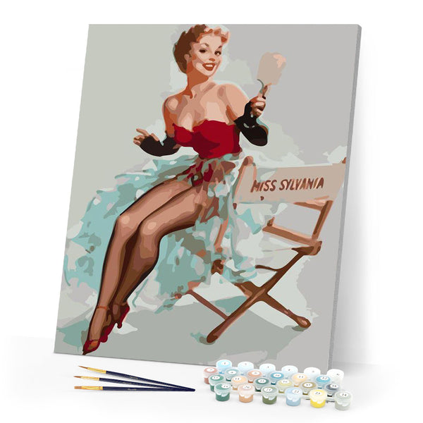 Paint by numbers | Pin-up Miss Sylvania | easy women new arrivals pin-up | Figured'Art