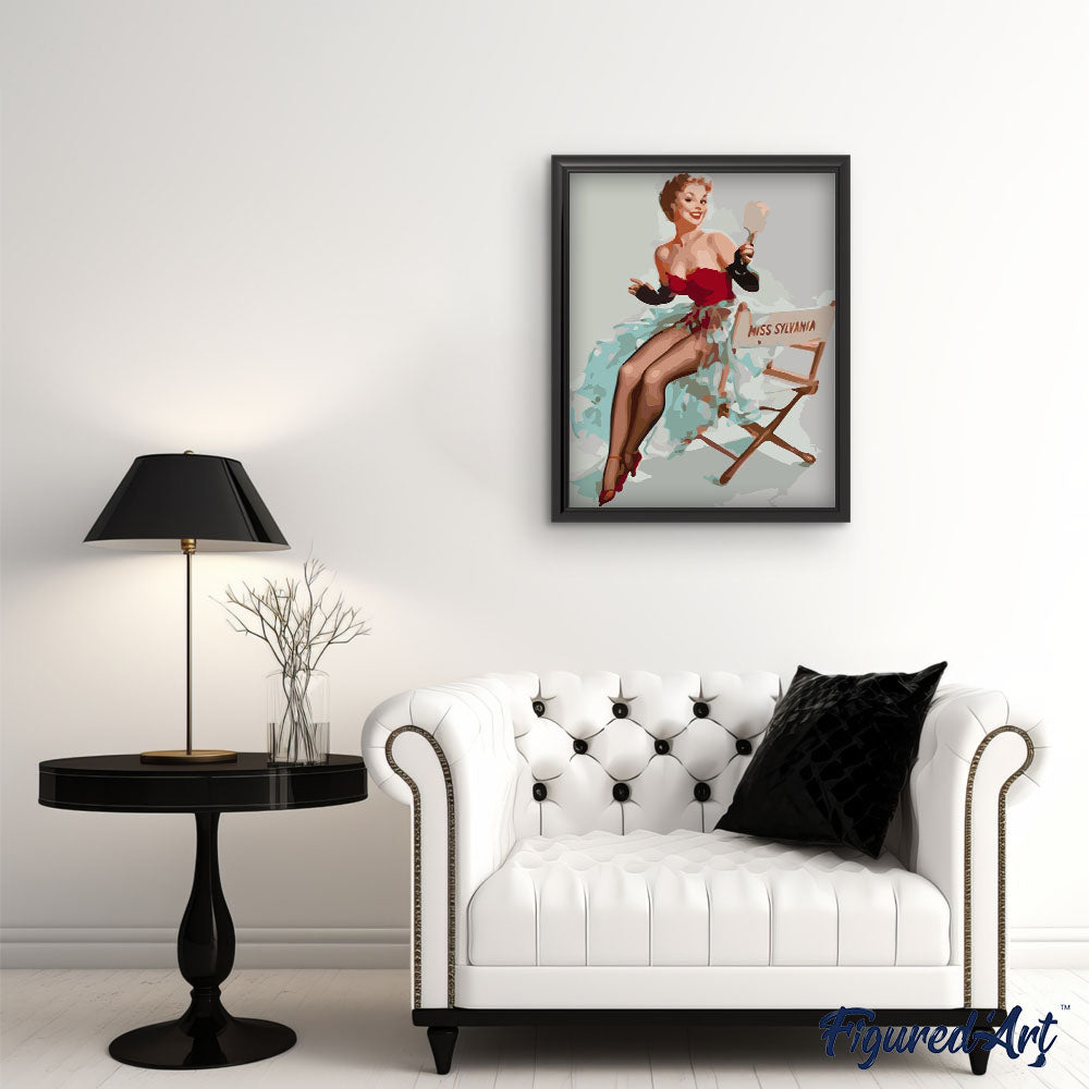 Paint by numbers | Pin-up Miss Sylvania | easy women new arrivals pin-up | Figured'Art