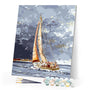 Paint by Numbers - Sailboat and clouds by the water