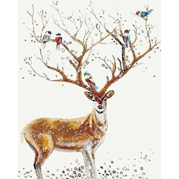 paint by numbers | Birds With Deer | advanced animals birds deer | FiguredArt