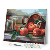 Paint by Numbers - Basket of red apples and jars