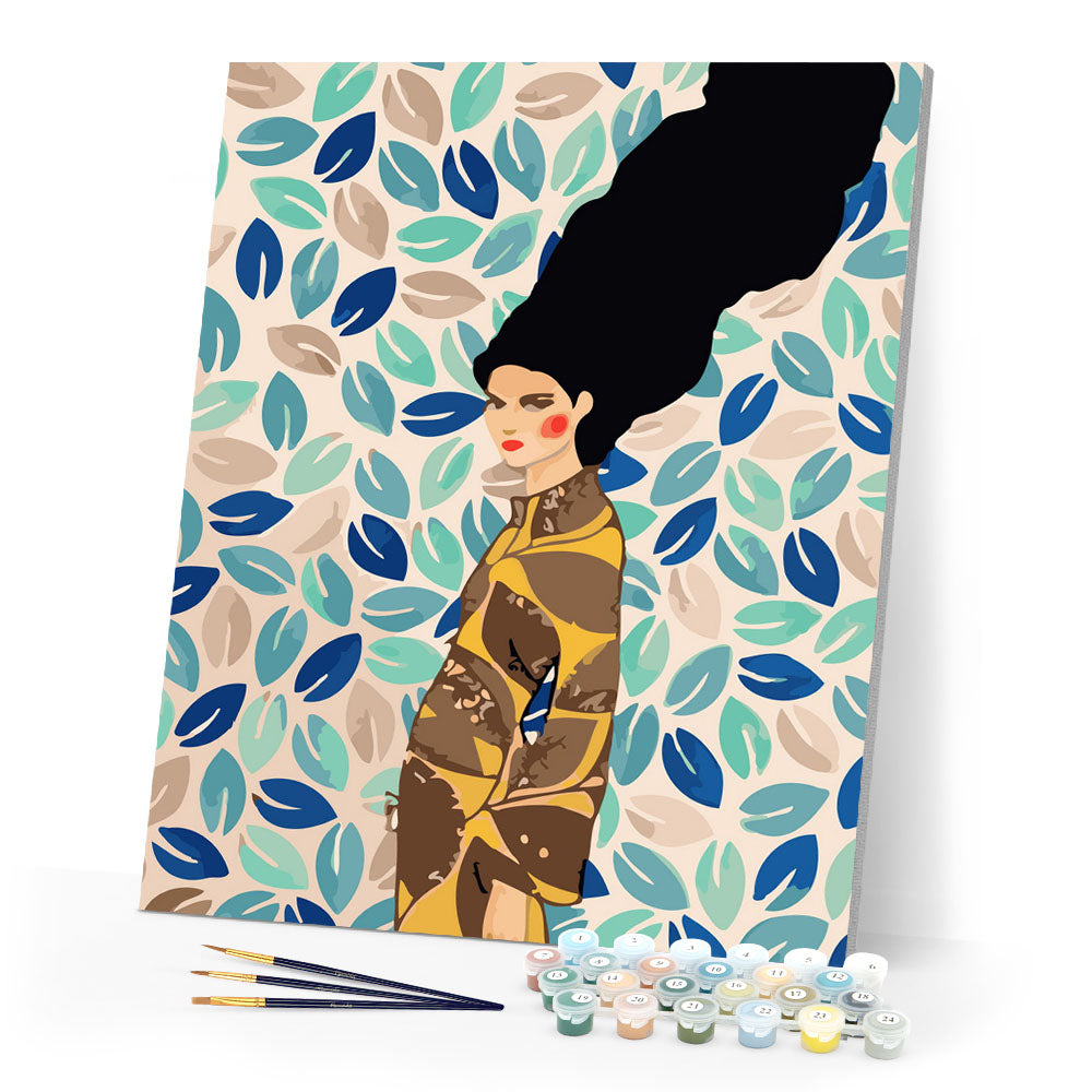 Paint by Numbers - Woman design and leaves