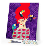 Paint by numbers | Woman and toucans | animals women intermediate new arrivals birds portrait | Figured'Art